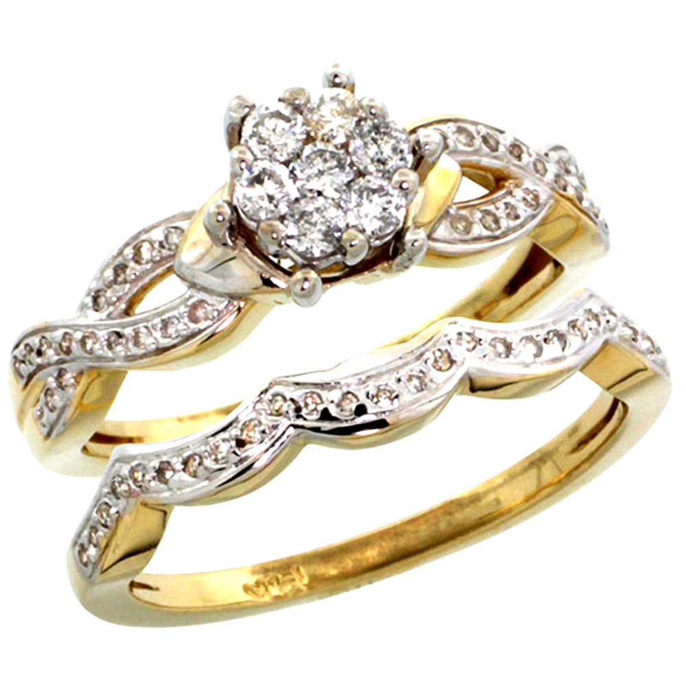14K GOLD 2-PC. DIAMOND ENGAGEMENT RING SET W/ 0.38 CARAT BRILLIANT CUT ( H-I COLOR; VS2-SI1 CLARITY ) DIAMONDS, 5/16 IN. (8MM) WIDE