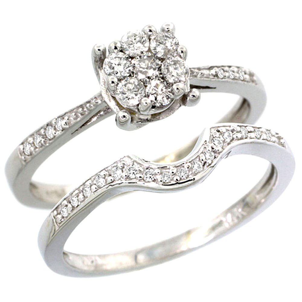 14K WHITE GOLD 2-PC. DIAMOND ENGAGEMENT RING SET W/ 0.34 CARAT BRILLIANT CUT ( H-I COLOR; VS2-SI1 CLARITY ) DIAMONDS, 1/4 IN. (6MM) WIDE