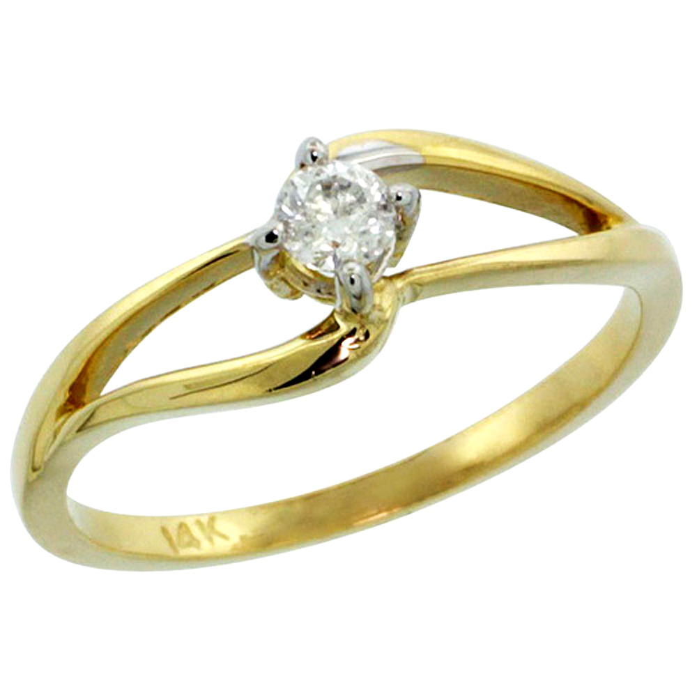 14K GOLD DOUBLE LOOP DIAMOND ENGAGEMENT RING W/ 0.16 CARAT BRILLIANT CUT ( H-I COLOR; SI1 CLARITY ) DIAMOND, 3/16 IN. (5MM) WIDE