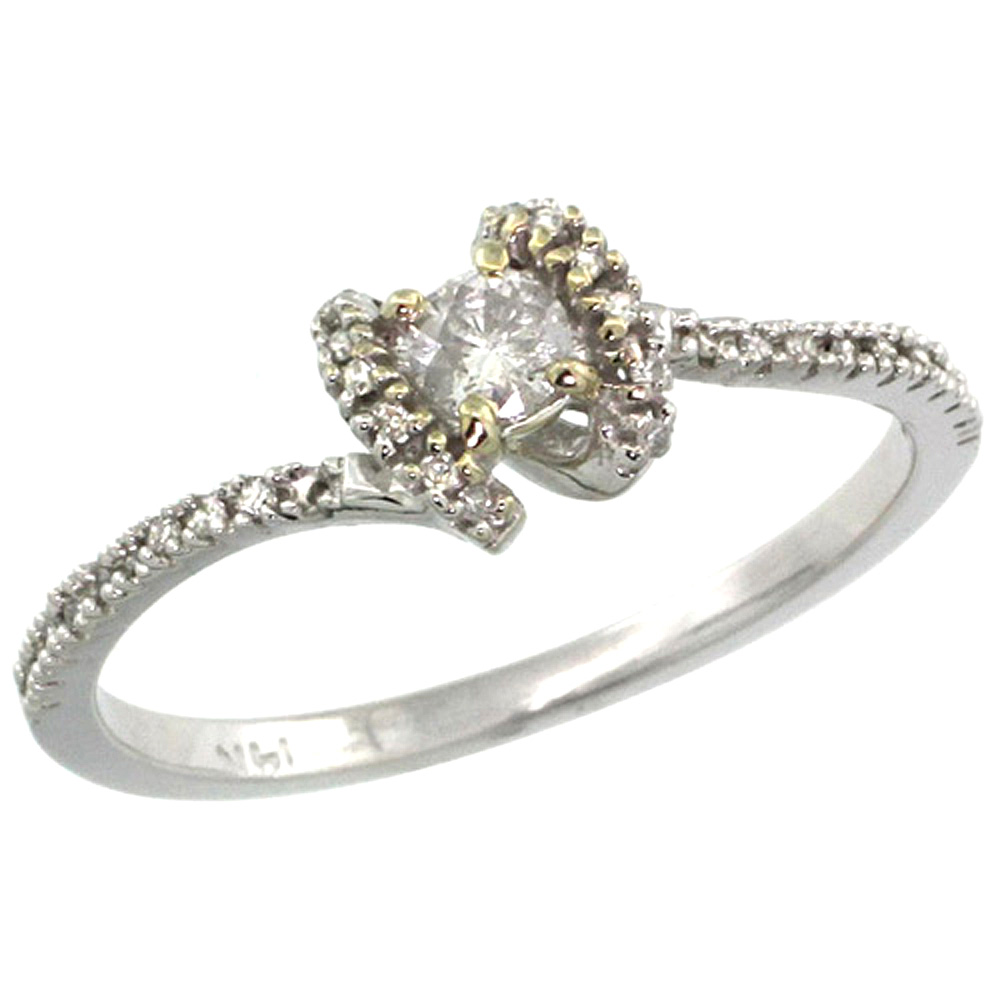 14k White Gold Solitaire Diamond Engagement Ring w/ 0.28 Carat Brilliant Cut ( H-I Color; VS2-SI1 Clarity ) Diamonds, 9/32 in. (7mm) wide