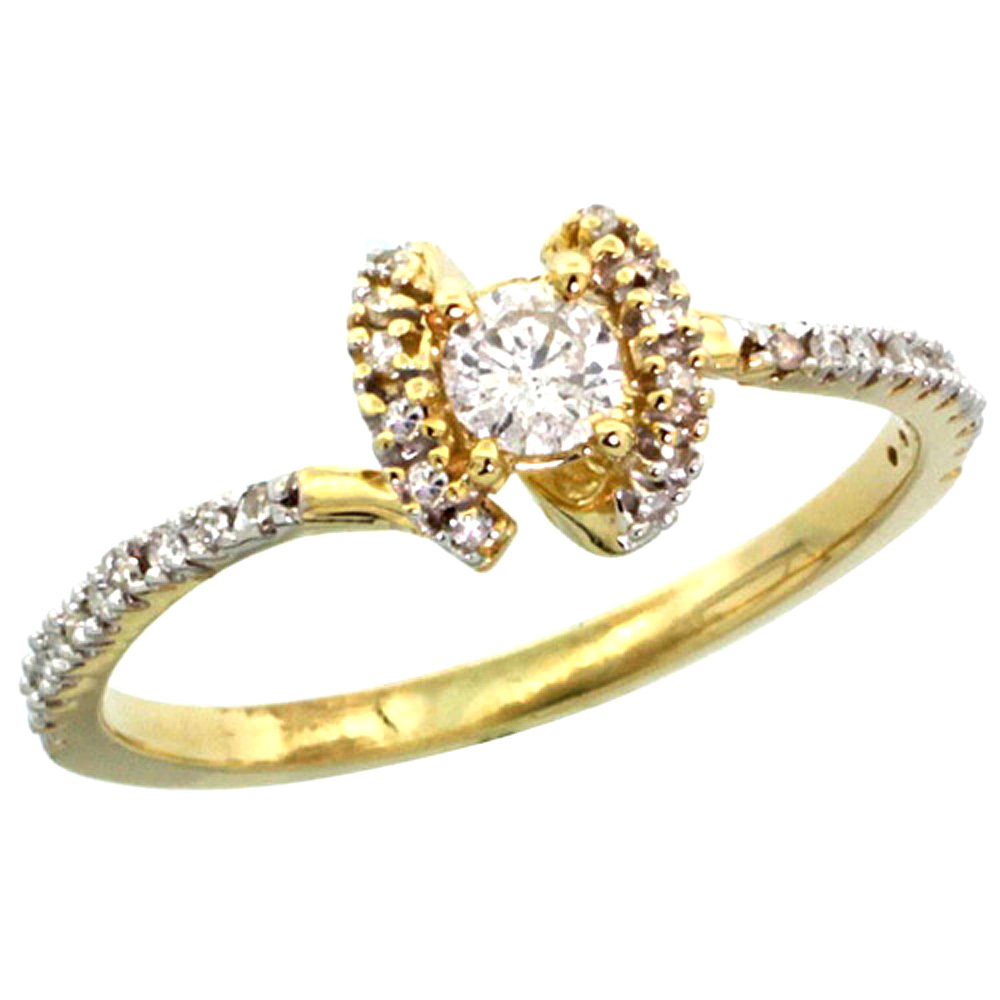 14k Gold Solitaire Diamond Engagement Ring w/ 0.28 Carat Brilliant Cut ( H-I Color; VS2-SI1 Clarity ) Diamonds, 9/32 in. (7mm) wide
