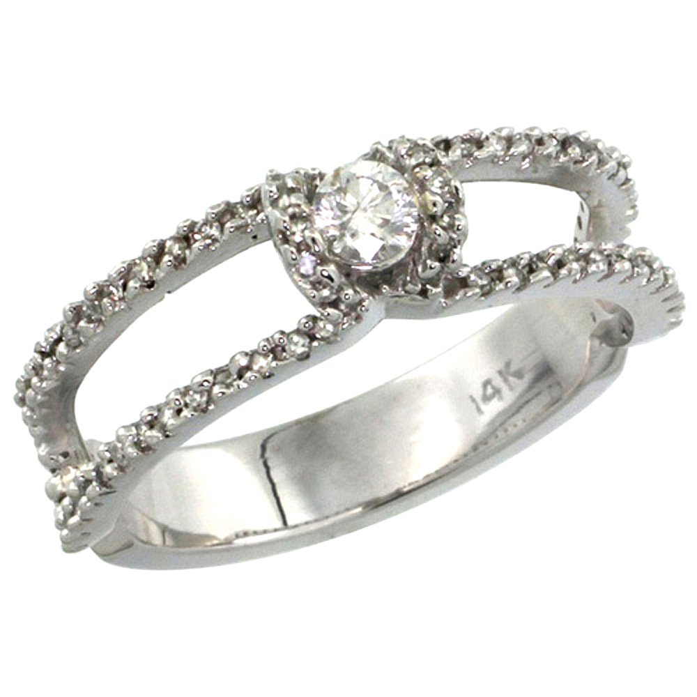 14K WHITE GOLD SOLITAIRE DIAMOND ENGAGEMENT RING W/ 0.38 CARAT BRILLIANT CUT ( H-I COLOR; VS2-SI1 CLARITY ) DIAMONDS, 1/4 IN. (6MM) WIDE