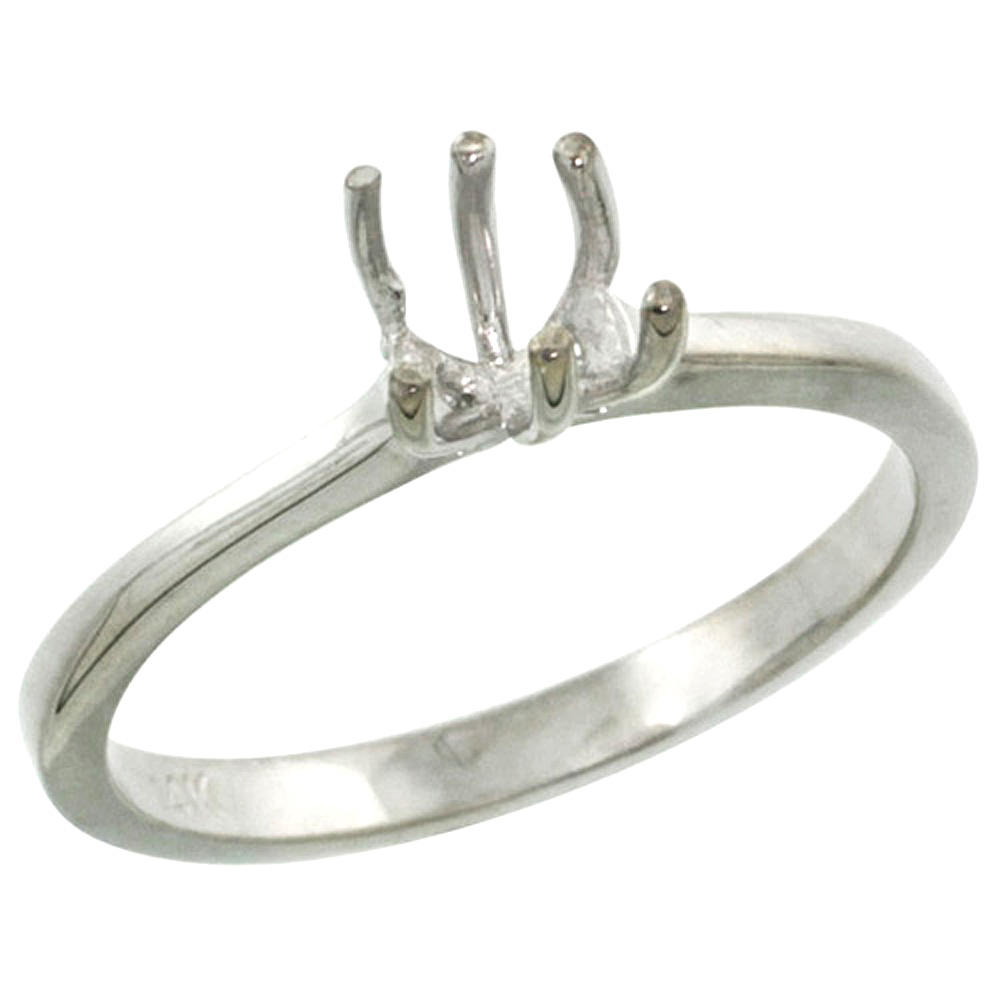 14K WHITE GOLD SEMI MOUNT (FOR 5.5MM ROUND DIAMOND) ENGAGEMENT RING 1/16 IN. (2MM) WIDE