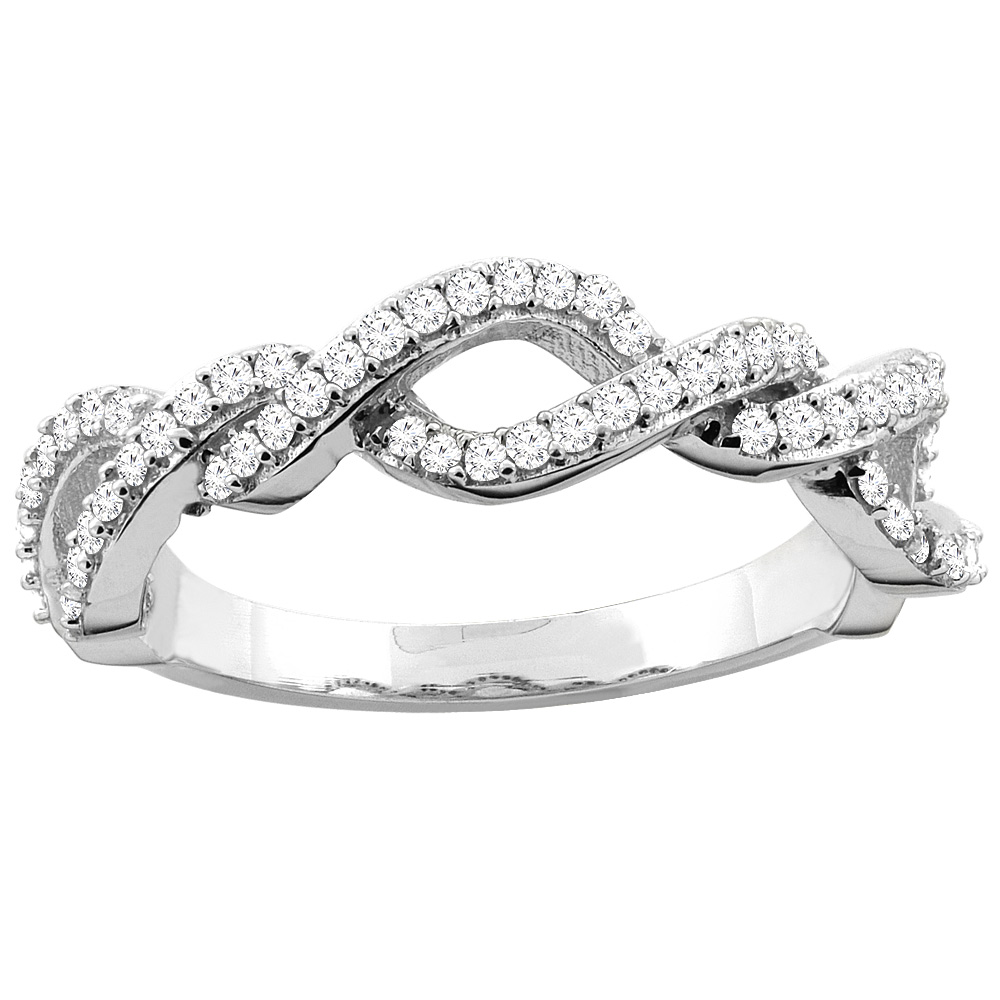 14K White Gold Eternity Design Diamond Engagement Ring 1/4 inch wide, sizes 5 - 10