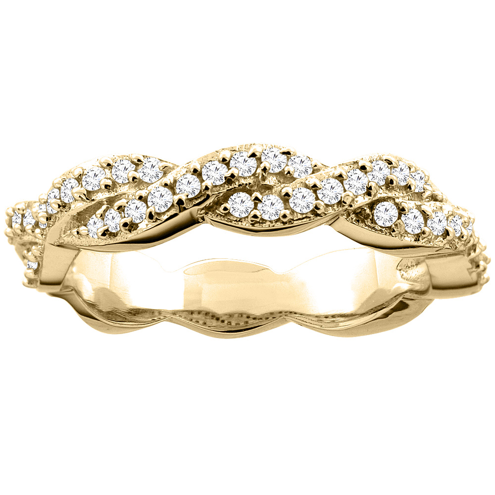 14K Yellow Gold Braid Design Diamond Engagement Ring 3/16 inch inch wide, sizes 5 - 10