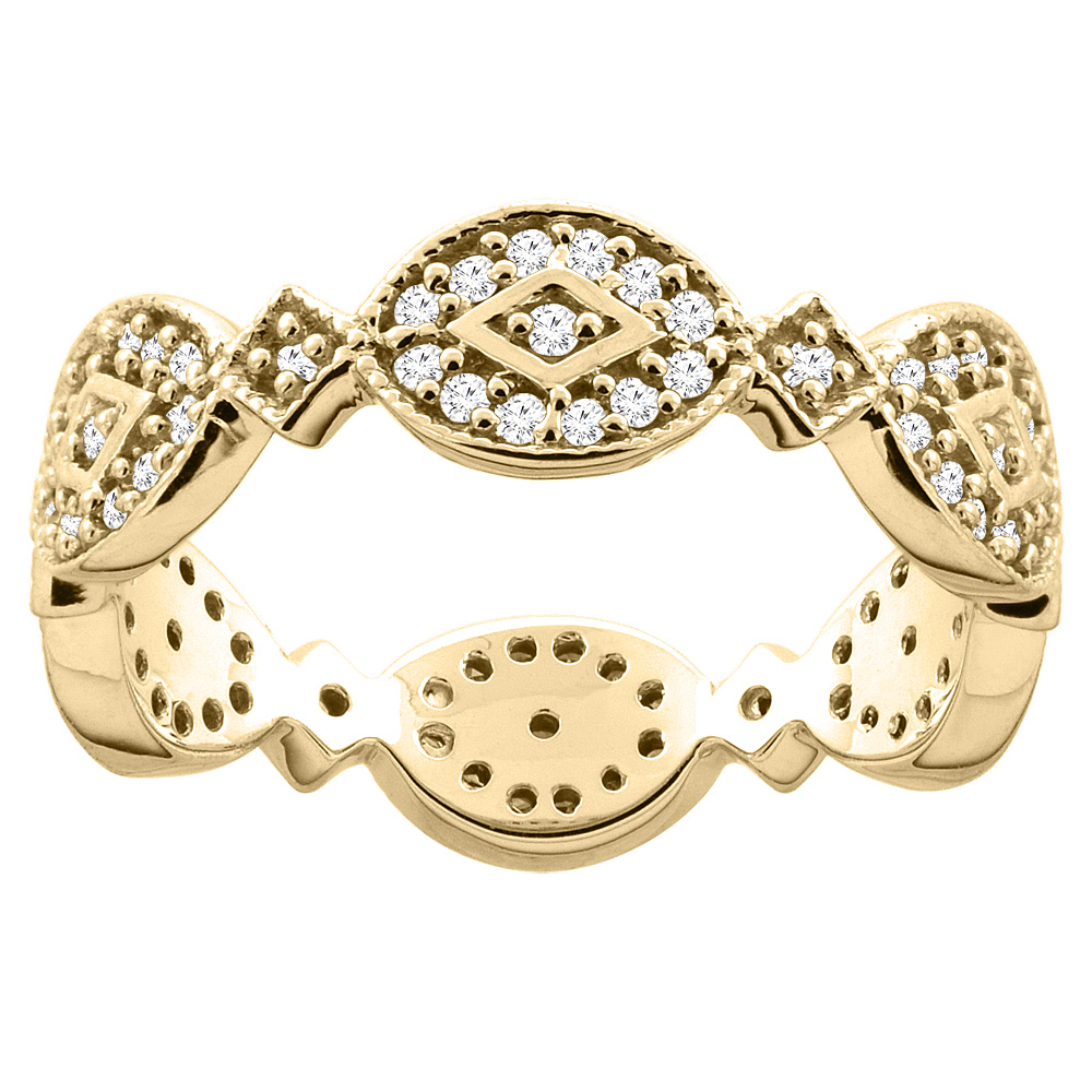 14K Yellow Gold Geometric Diamond Engagement Ring 1/4 inch wide, sizes 6 - 9