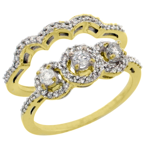 10K Yellow Gold 2-Piece Diamond Engagement Ring Set 0.48 cttw Brilliant Cut Diamonds 5/16 inch wide