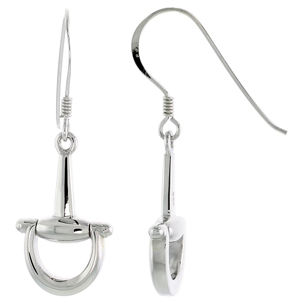 STERLING SILVER SNAFFLE BITS EARRINGS FLAWLESS POLISHED FINISH 7/8 INCH LONG