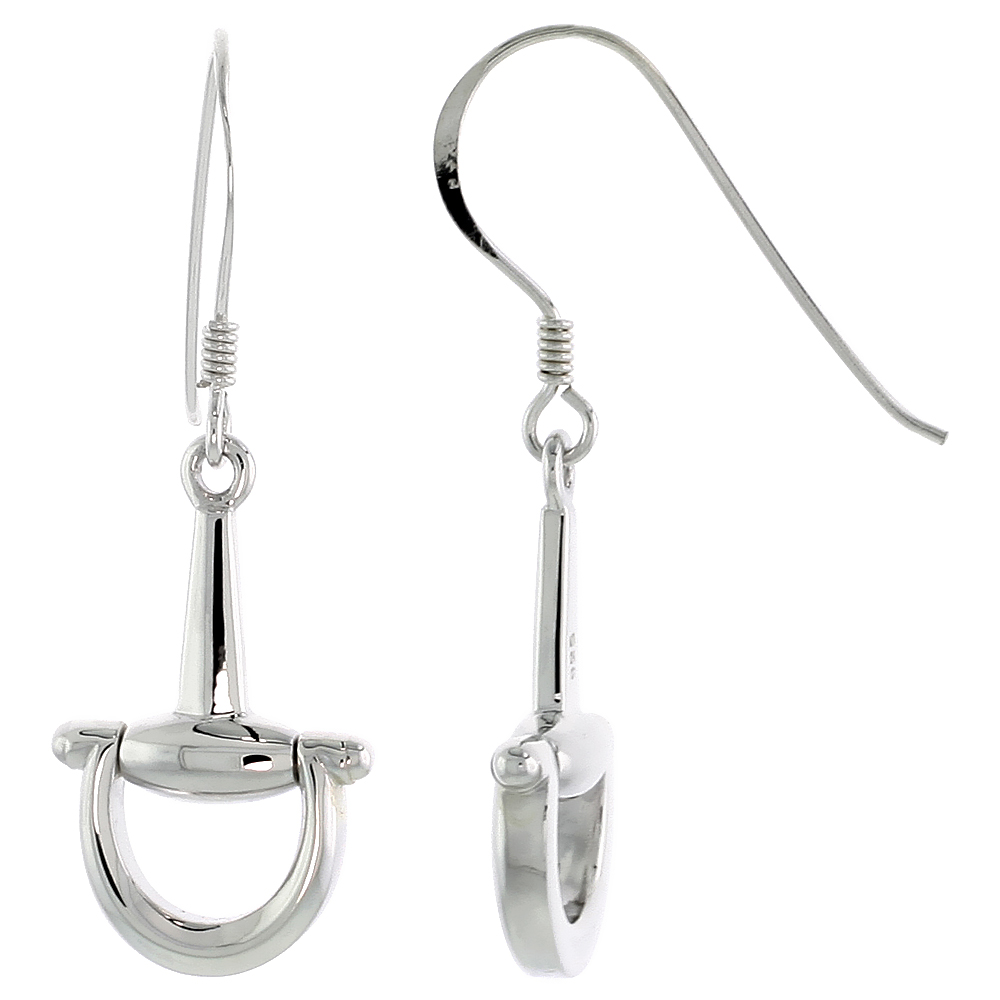 Sterling Silver Snaffle Bits Earrings Flawless Polished finish, 7/8 inch long