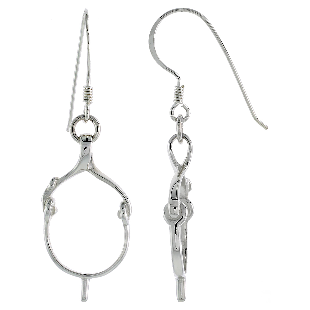 STERLING SILVER SPURS EARRINGS FLAWLESS POLISHED FINISH 1 INCH LONG