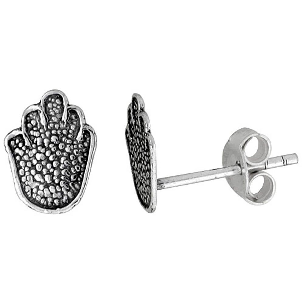 TINY STERLING SILVER HAND STUD EARRINGS 5/16 INCH