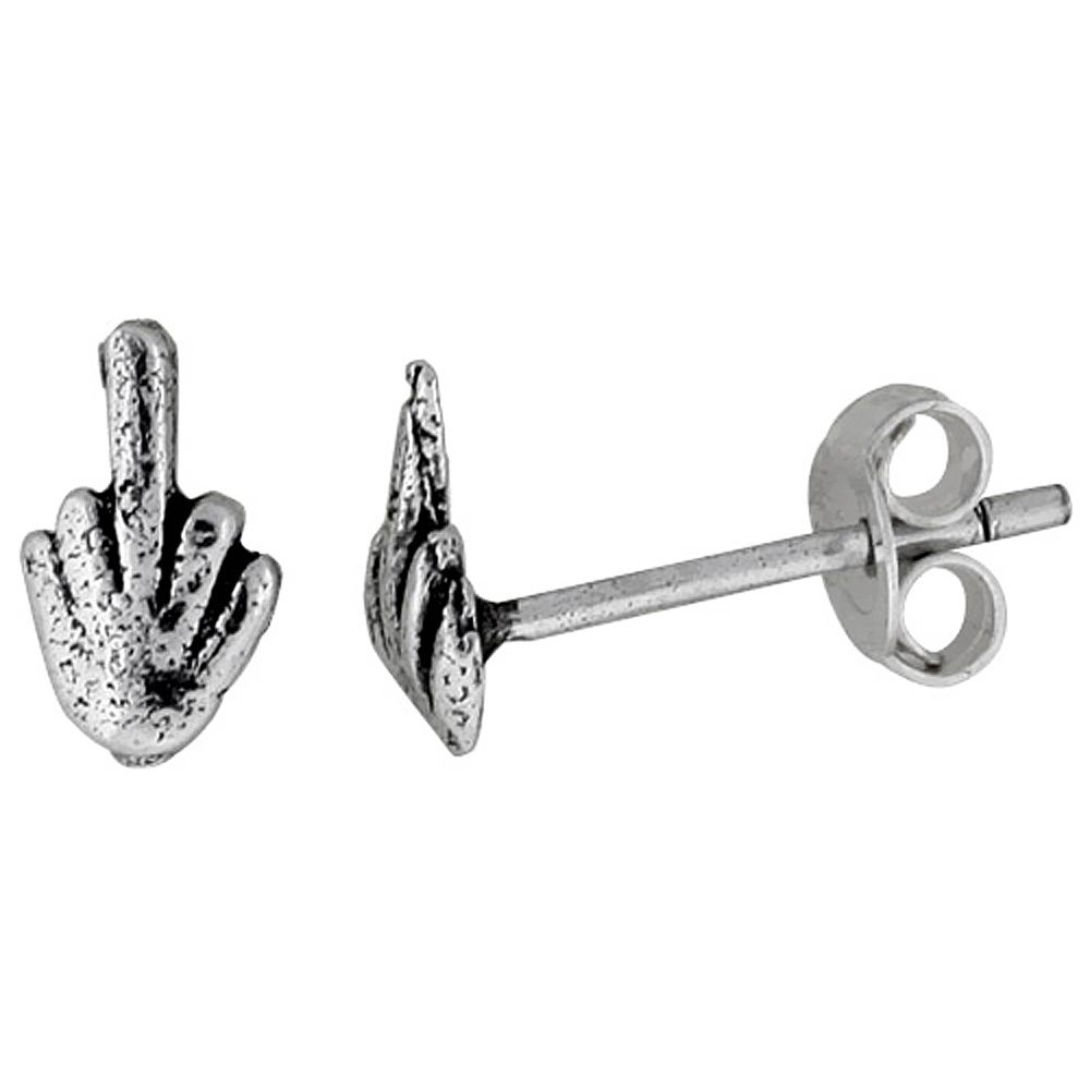 TINY STERLING SILVER FINGER STUD EARRINGS 5/16 INCH