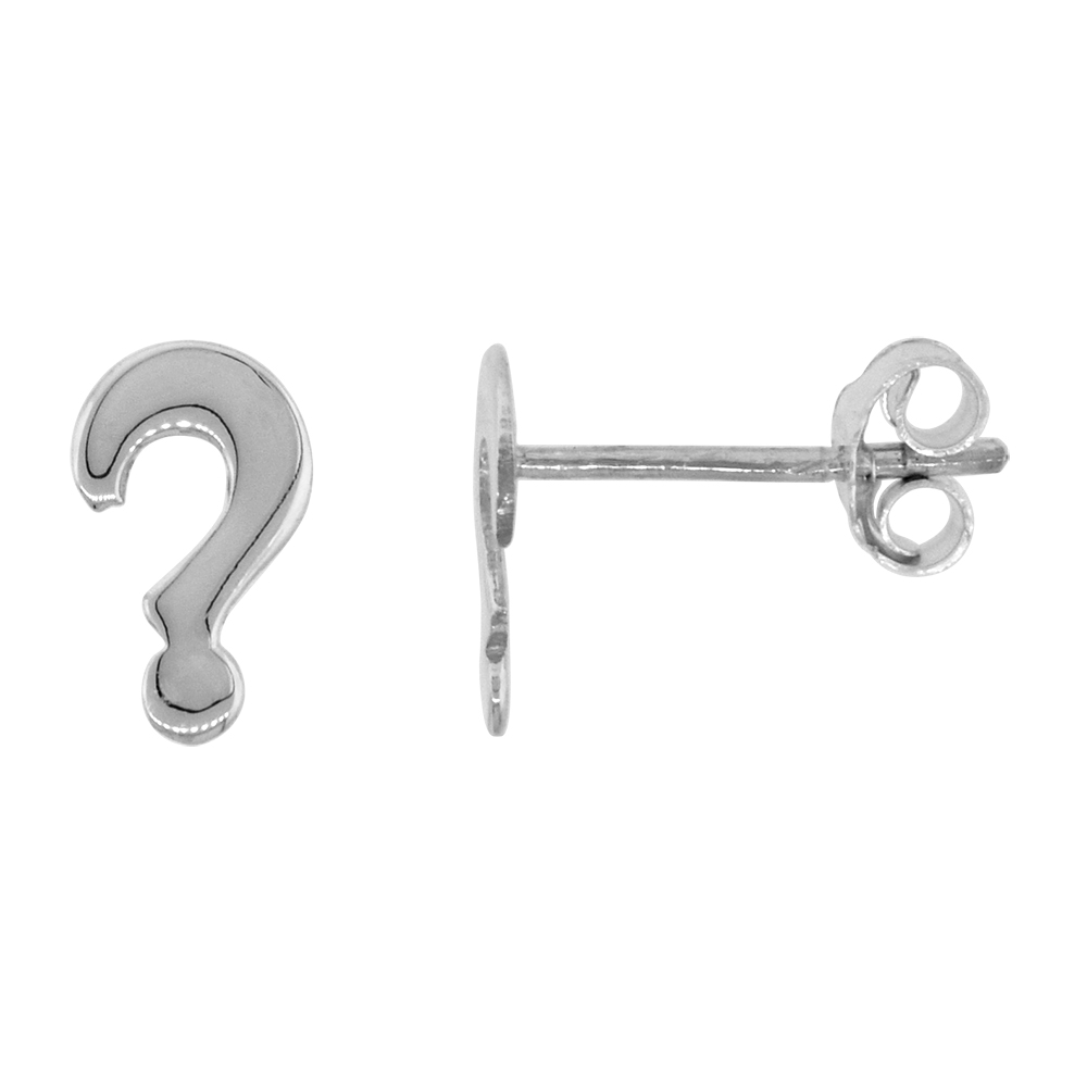 TINY STERLING SILVER QUESTION MARK STUD EARRINGS