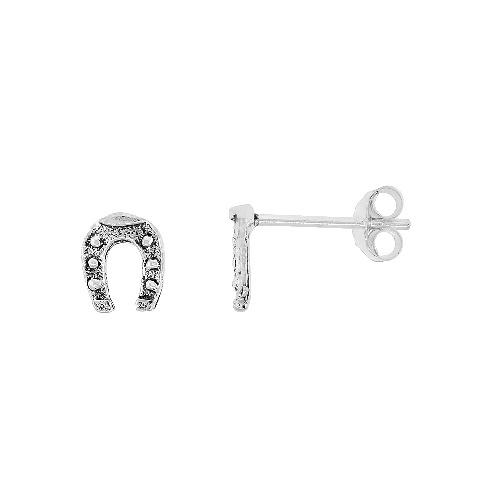 TINY STERLING SILVER HORSESHOE STUD EARRINGS