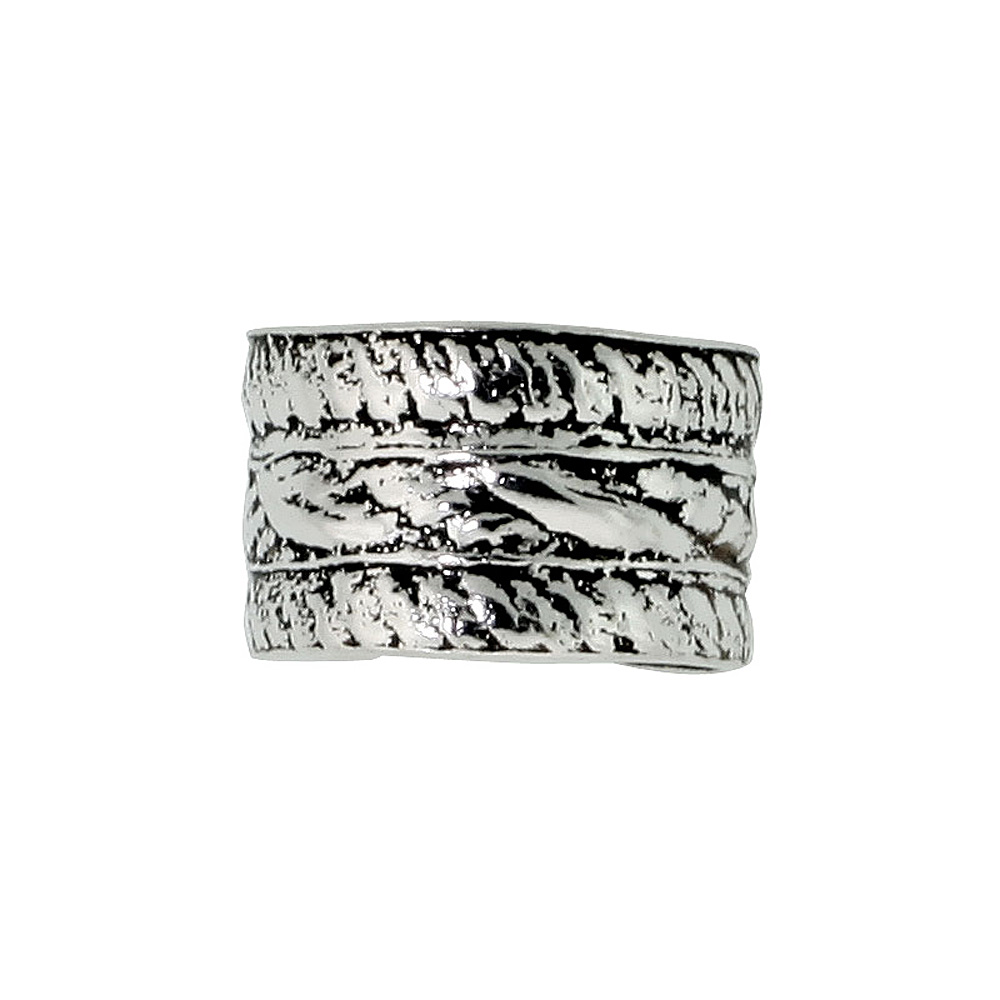 STERLING SILVER ROPE EDGE EAR CUFF EARRING (ONE PIECE), 1/4 INCH WIDE