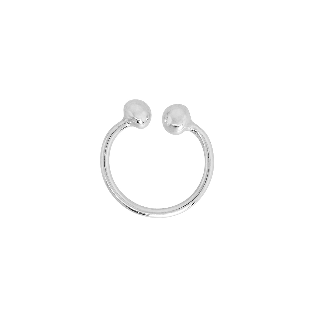 10MM STERLING SILVER NOSE RING SEPTUM PIERCING HORSESHOE CARTILAGE EARRING NON-PIERCED (ONE PIECE)