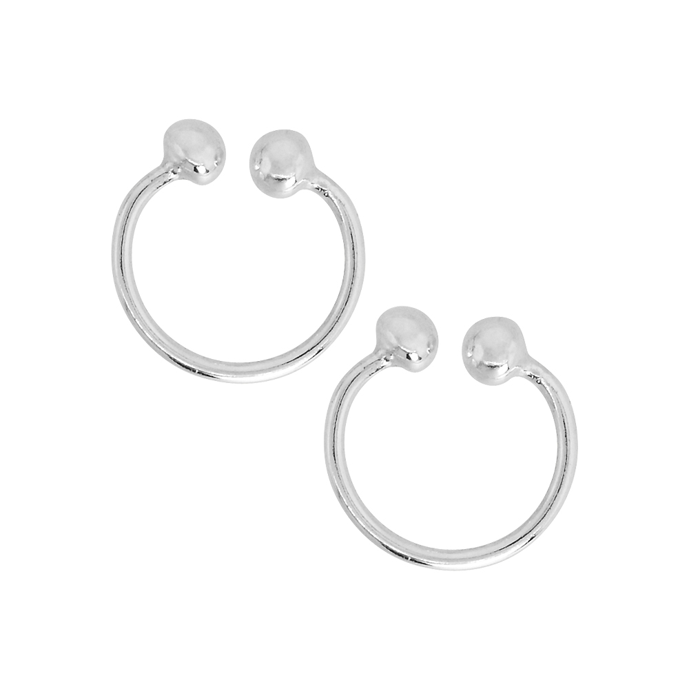 2-Pack 10mm Sterling Silver Nose Ring Septum Piercing Horseshoe Cartilage Earring Non-Pierced (one piece)