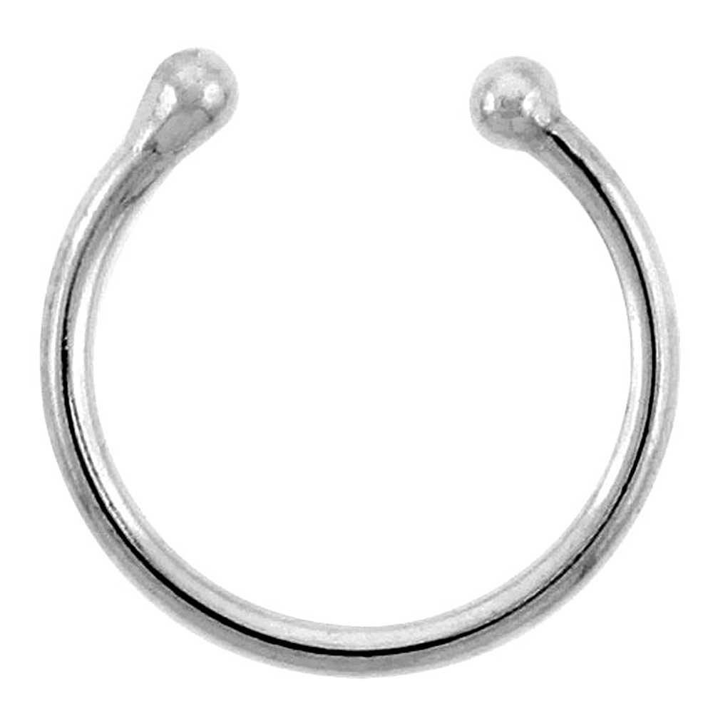12 MM STERLING SILVER NOSE RING / CARTILAGE EARRING NON-PIERCED (ONE PIECE)