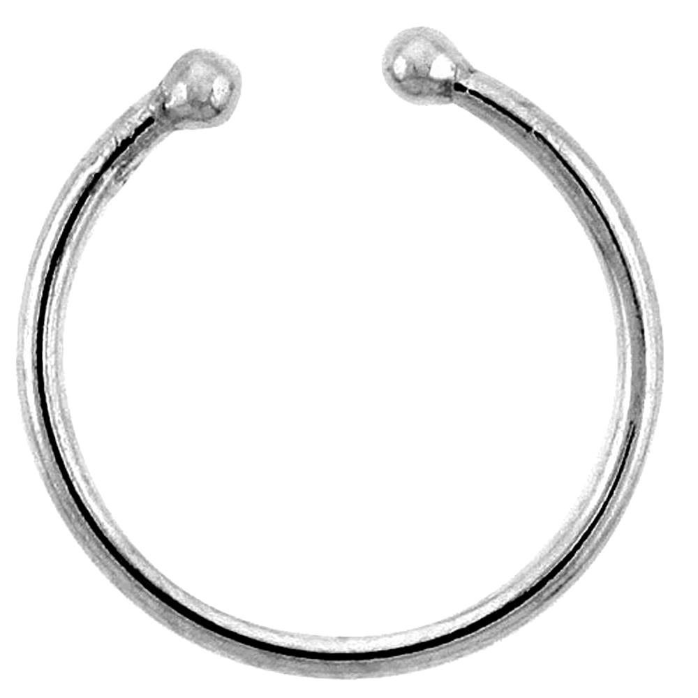 14 MM STERLING SILVER NOSE RING / CARTILAGE EARRING NON-PIERCED (ONE PIECE)