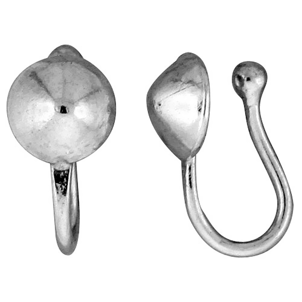 SMALL STERLING SILVER 1/2 BALL NOSE RING / EAR CUFF NON-PIERCED (ONE PIECE) 3/8 INCH