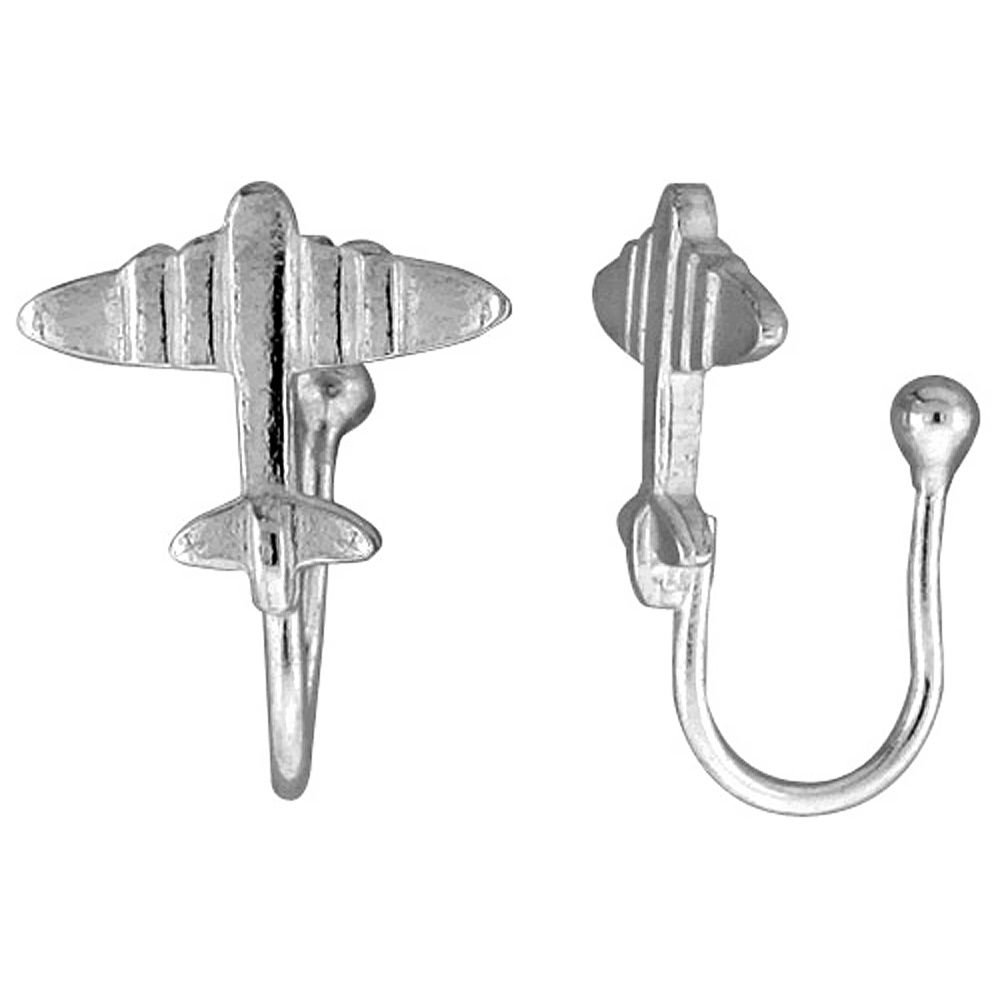 SMALL STERLING SILVER AIRPLANE NOSE RING / EAR CUFF NON-PIERCED (ONE PIECE) 7/16 INCH