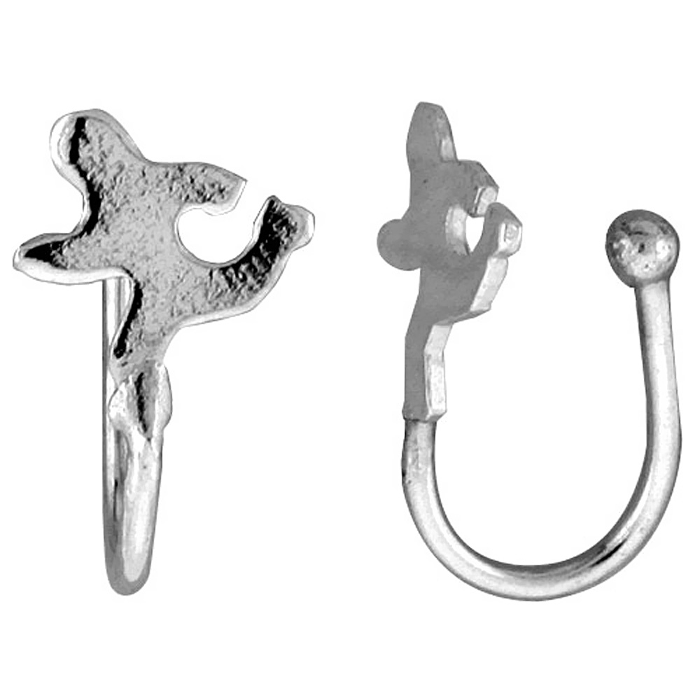 SMALL STERLING SILVER RUNNER NOSE RING / EAR CUFF NON-PIERCED (ONE PIECE) 7/16 INCH