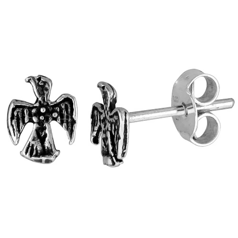 TINY STERLING SILVER EAGLE STUD EARRINGS