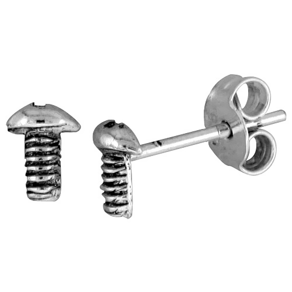 TINY STERLING SILVER SCREW STUD EARRINGS 1/4 INCH