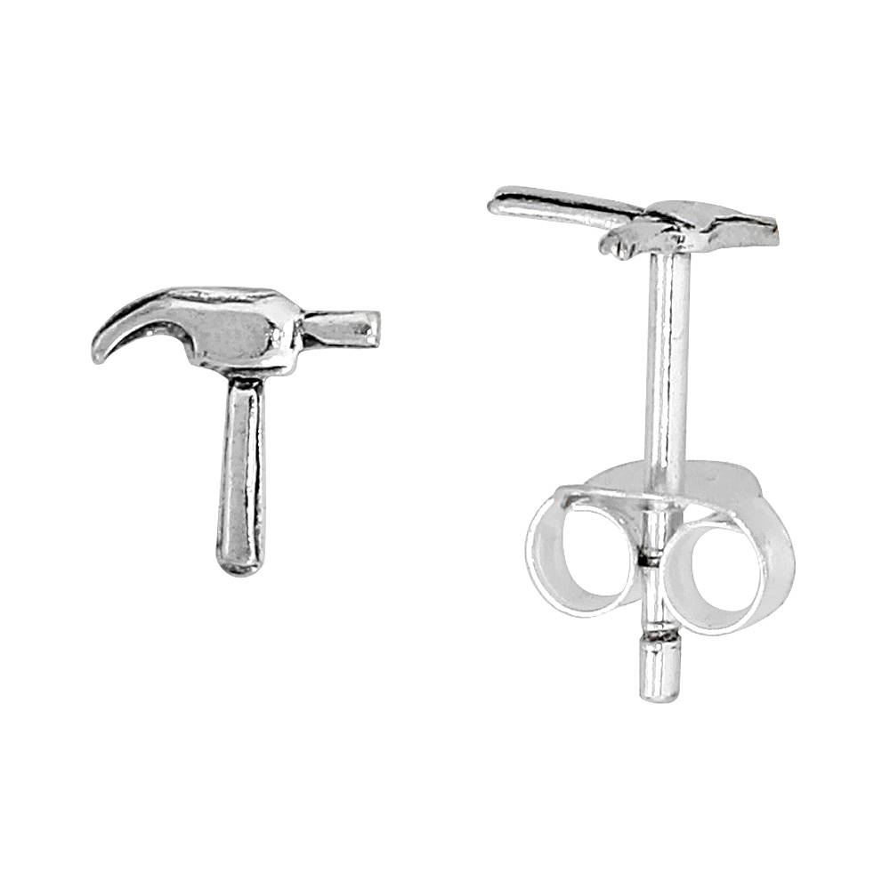 TINY STERLING SILVER HAMMER STUD EARRINGS