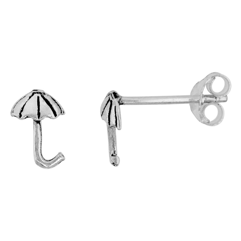 TINY STERLING SILVER UMBRELLA STUD EARRINGS 5/16 INCH