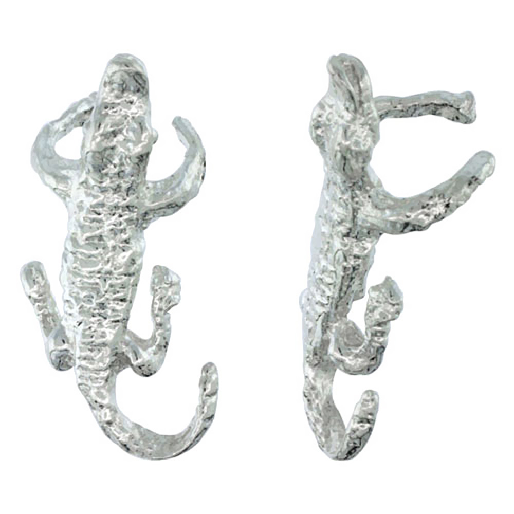 STERLING SILVER CLIMBING CROCODILE EAR CUFF EARRING CLIMBER (ONE PIECE), 7/8 INCH TALL