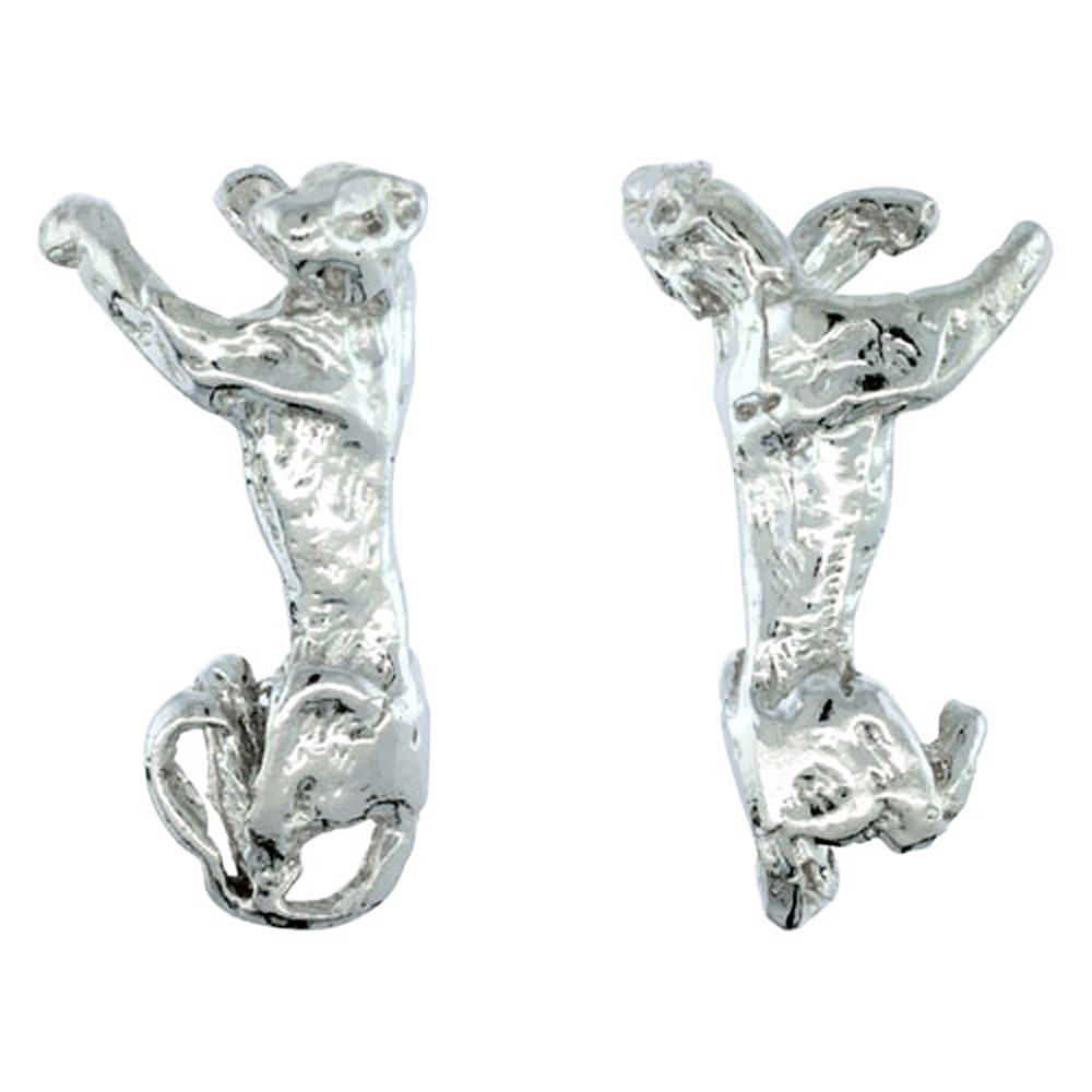 STERLING SILVER CLIMBING LEOPARD EAR CUFF EARRING CLIMBER (ONE PIECE), 1 INCH TALL
