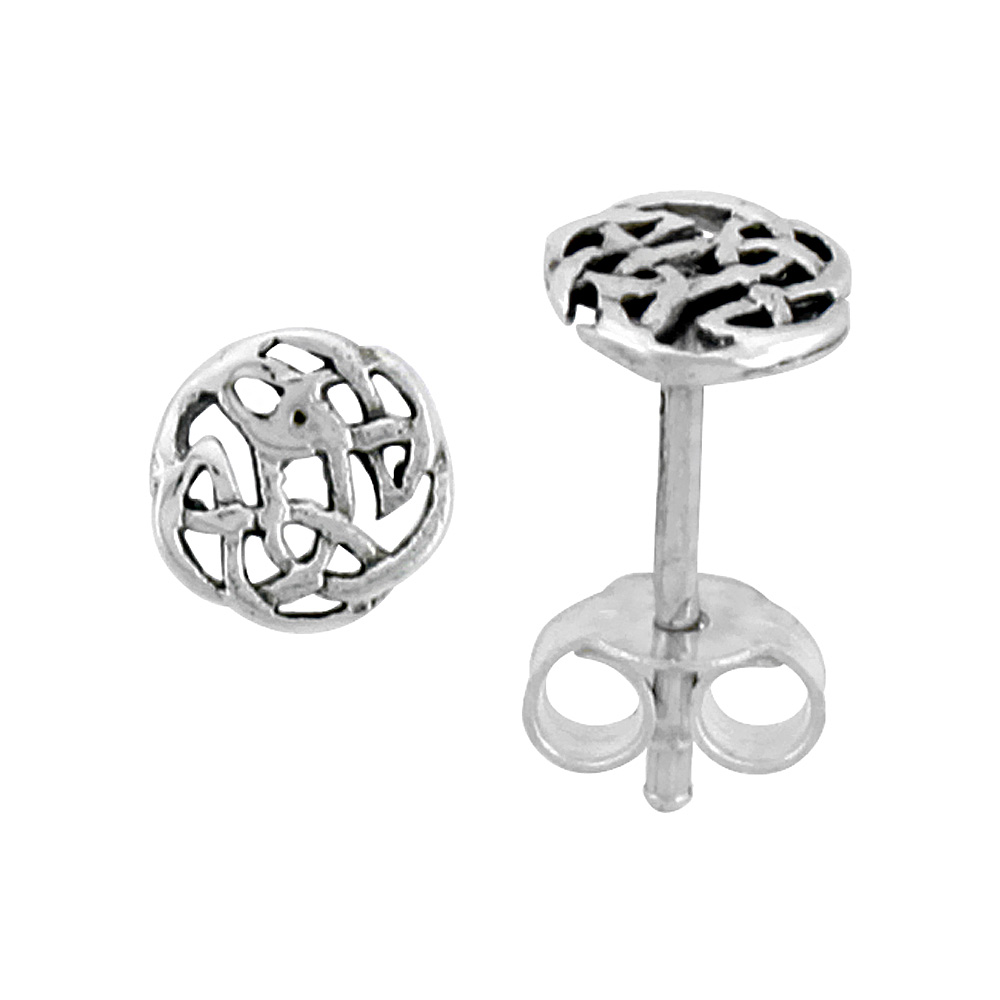 STERLING SILVER CELTIC KNOT STUD EARRINGS 1/4 INCH