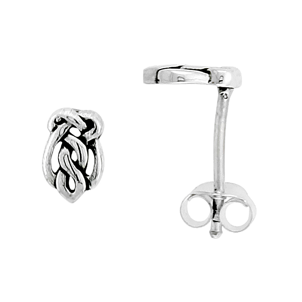 STERLING SILVER CELTIC MOTHERHOOD KNOT STUD EARRINGS 1/4 INCH