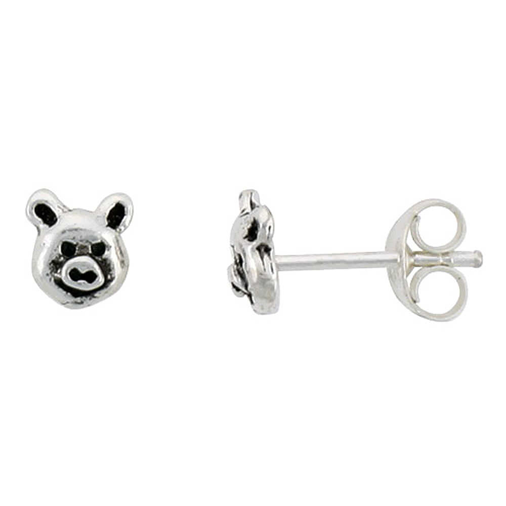 TINY STERLING SILVER PIG STUD EARRINGS 5/16 INCH