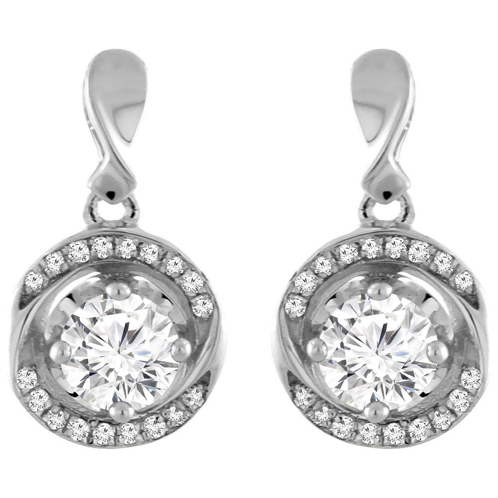 14K WHITE GOLD 1.1 CTTW GENUINE DIAMOND EARRINGS ROUND 4.2 MM