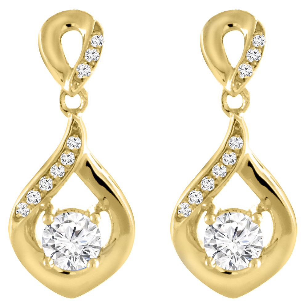 14K YELLOW GOLD 0.4 CTTW GENUINE DIAMOND EARRINGS ROUND 3.5 MM