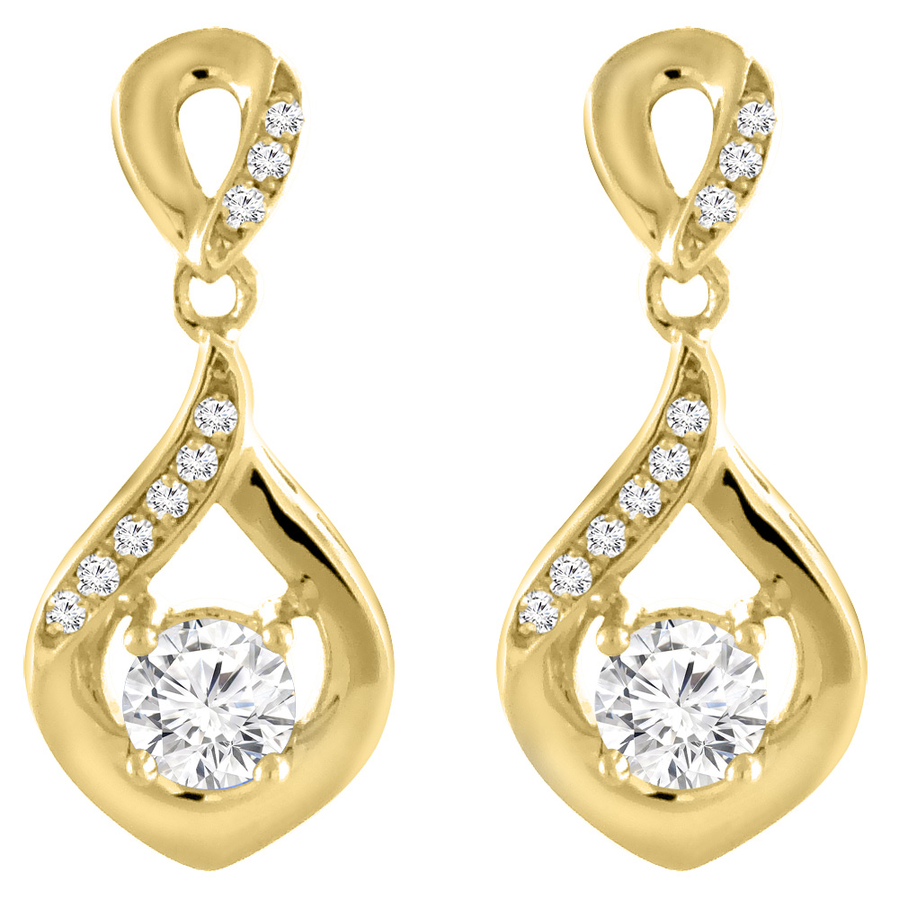 14K Yellow Gold 0.4 cttw Genuine Diamond Earrings Round 3.5 mm