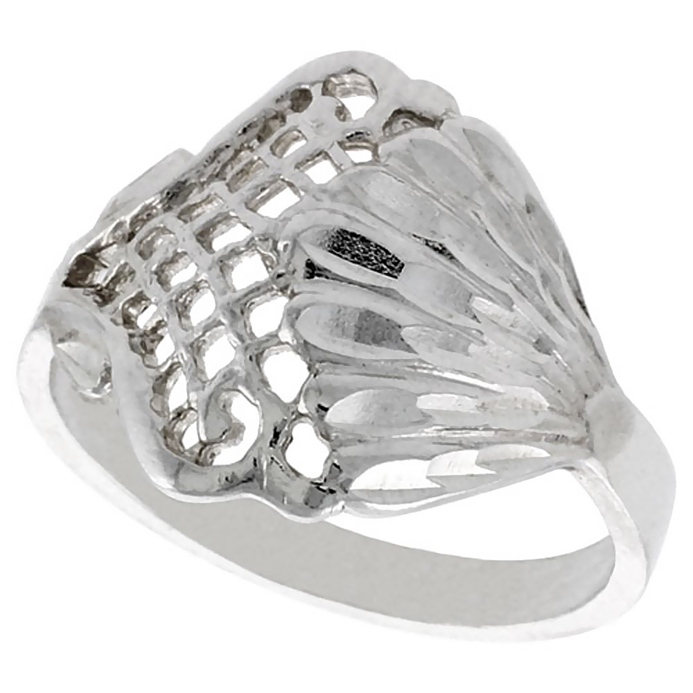 STERLING SILVER FREEFORM RING POLISHED FINISH 5/8 INCH WIDE, SIZES 6 - 9