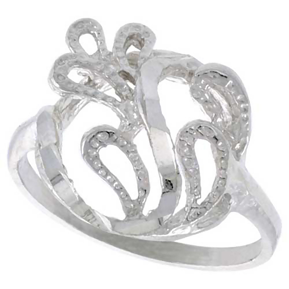 STERLING SILVER FREEFORM RING POLISHED FINISH 5/8 INCH WIDE, SIZES 6 - 9