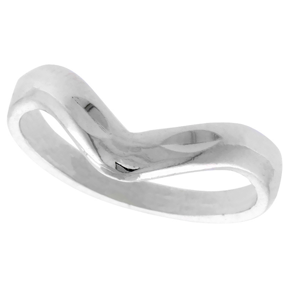 STERLING SILVER DAINTY CHEVRON RING POLISHED FINISH 5/16 INCH WIDE, SIZES 6 - 9 FINISH 5/16 INCH WIDE, SIZES 6 - 9 5/16 INCH WIDE, SIZES 6 - 9