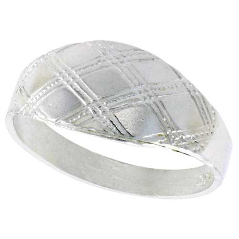 STERLING SILVER FREEFORM DOME RING POLISHED FINISH 5/16 INCH WIDE, SIZES 6 - 9