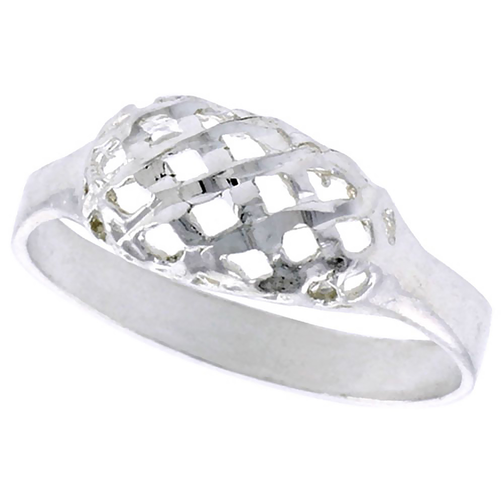 STERLING SILVER FREEFORM RING POLISHED FINISH 1/4 INCH WIDE, SIZES 6 - 9