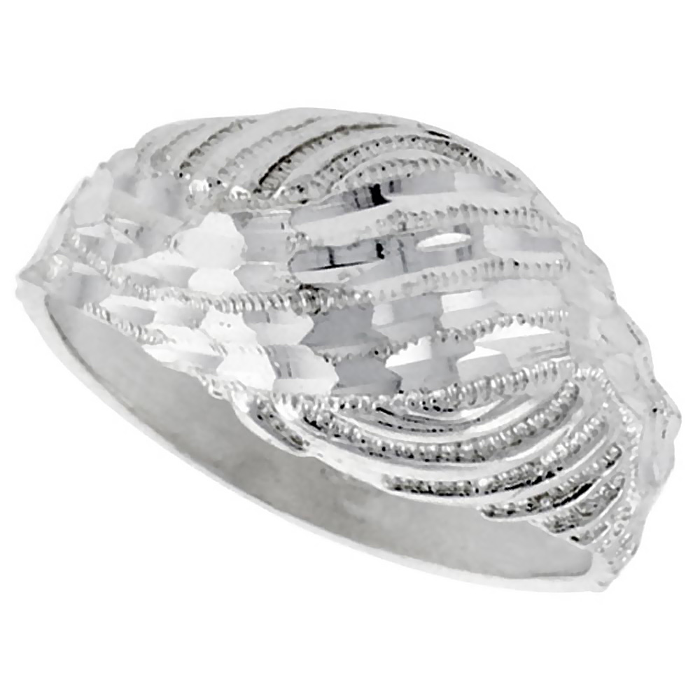 STERLING SILVER FREEFORM RING POLISHED FINISH 1/2 INCH WIDE, SIZES 6 - 9