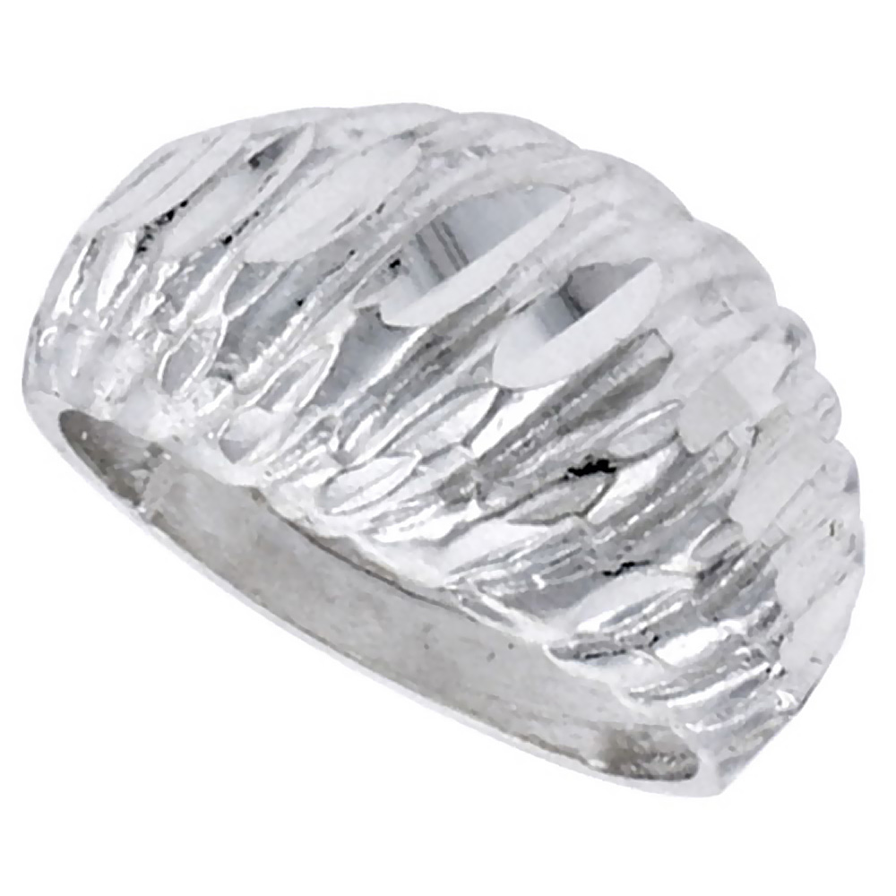 STERLING SILVER FREEFORM RING POLISHED FINISH 3/8 INCH WIDE, SIZES 6 - 9,