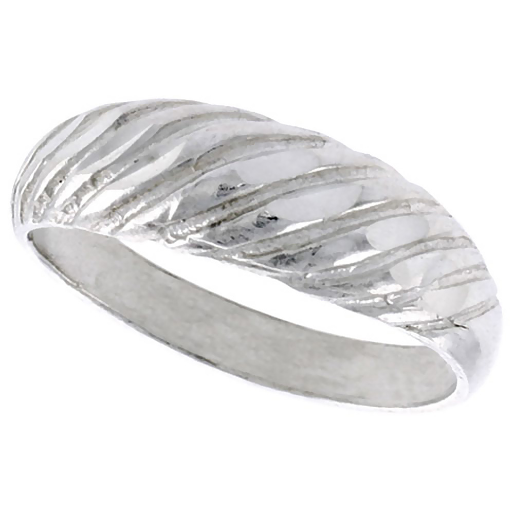 STERLING SILVER FREEFORM RING POLISHED FINISH 3/16 INCH WIDE, SIZES 6 - 9