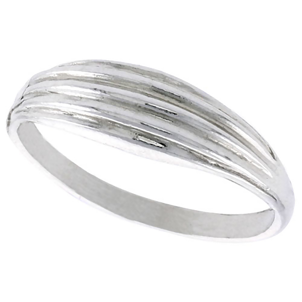 STERLING SILVER FREEFORM RING POLISHED FINISH 1/4 INCH WIDE, SIZES 6 - 9