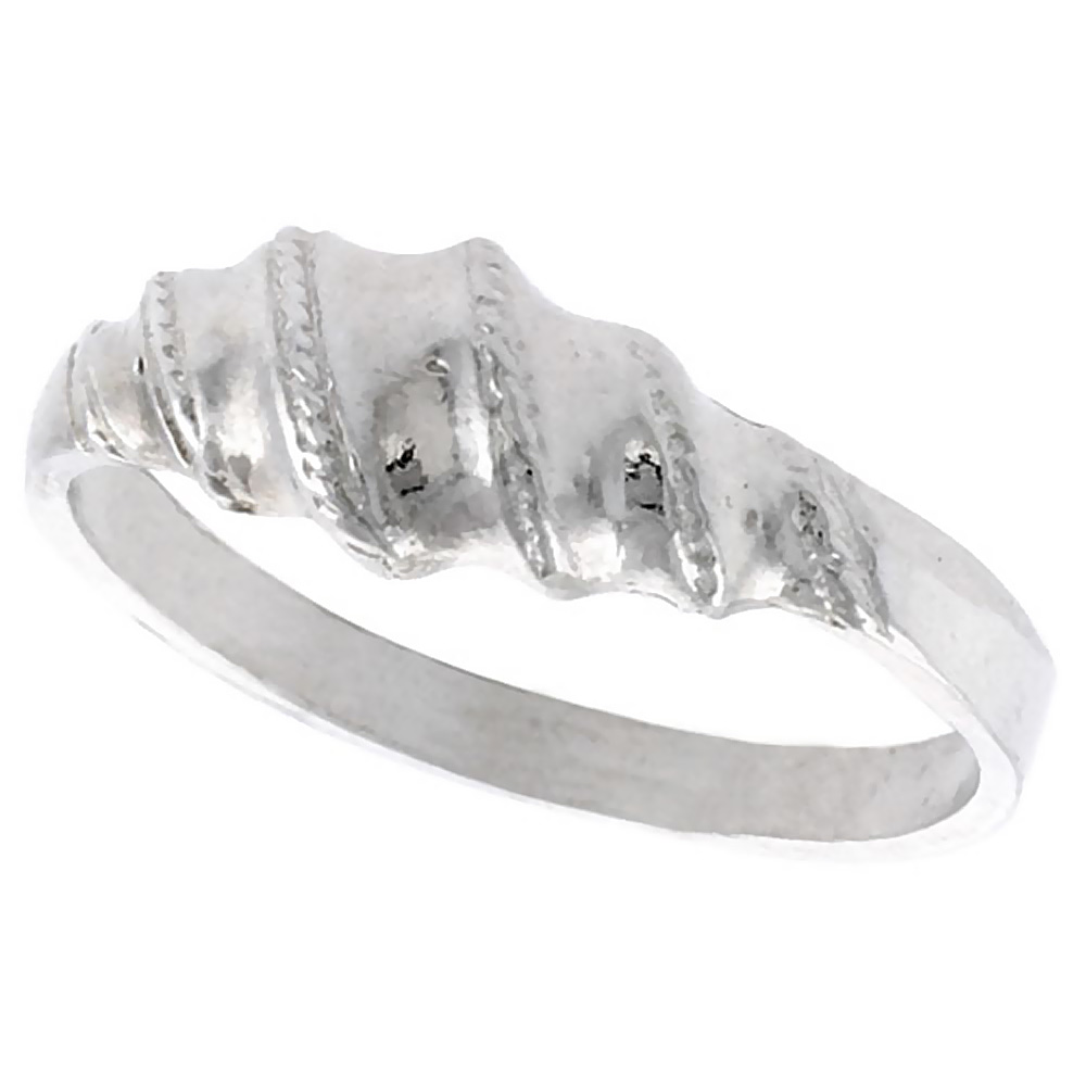 STERLING SILVER FREEFORM RING POLISHED FINISH 1/4 INCH WIDE, SIZES 6 - 9