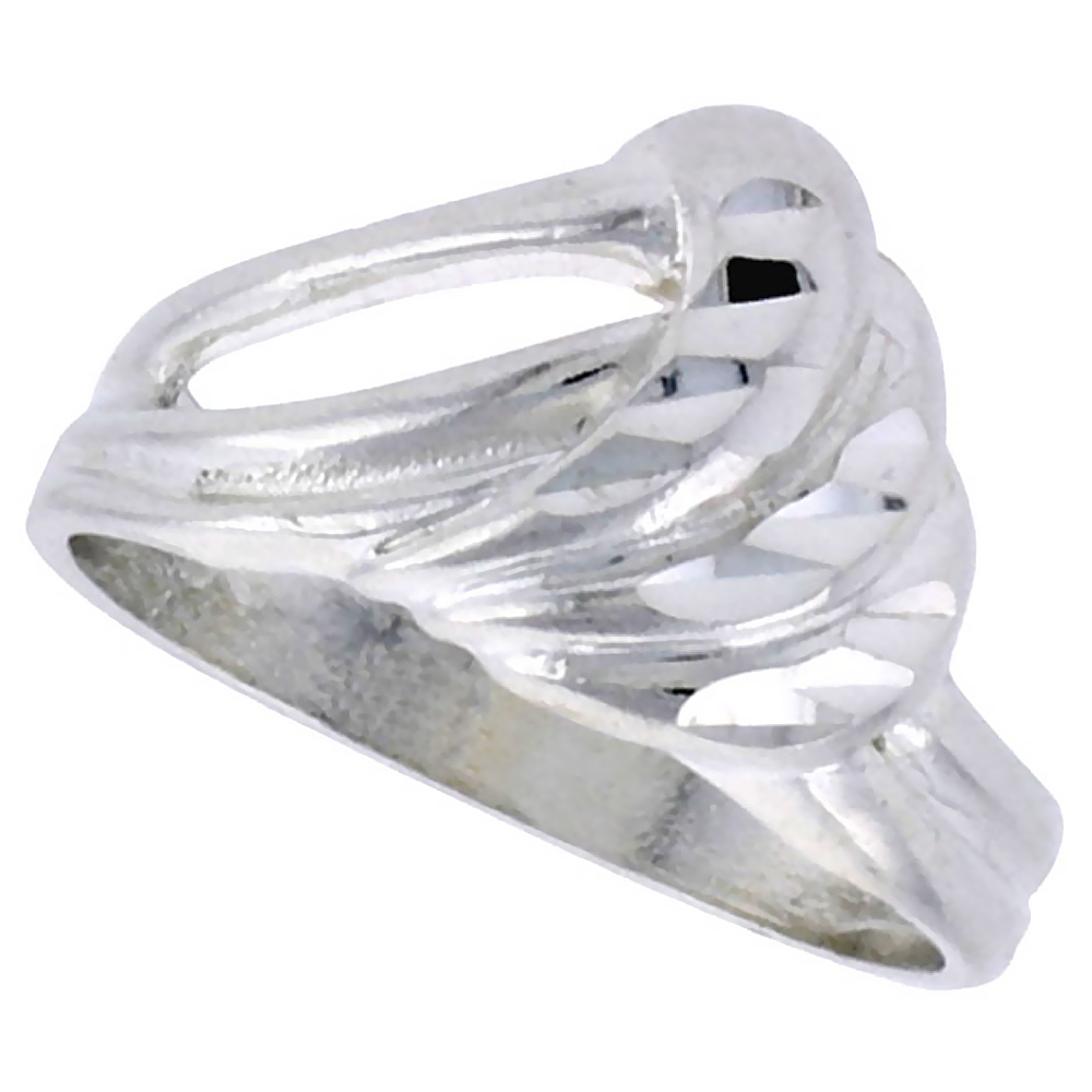 STERLING SILVER FREEFORM RING POLISHED FINISH 1/2 INCH WIDE, SIZES 6 - 9