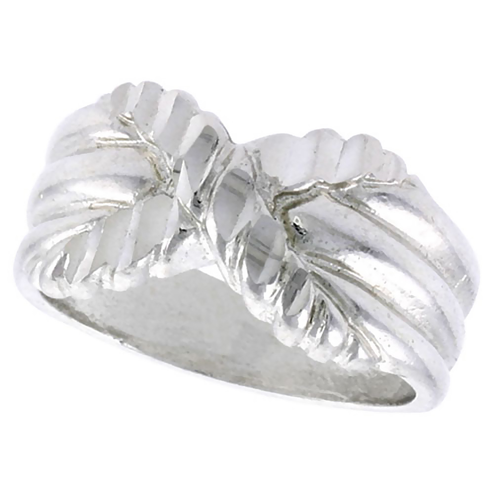 STERLING SILVER FREEFORM KNOT RING POLISHED FINISH 3/8 INCH WIDE, SIZES 6 - 9,